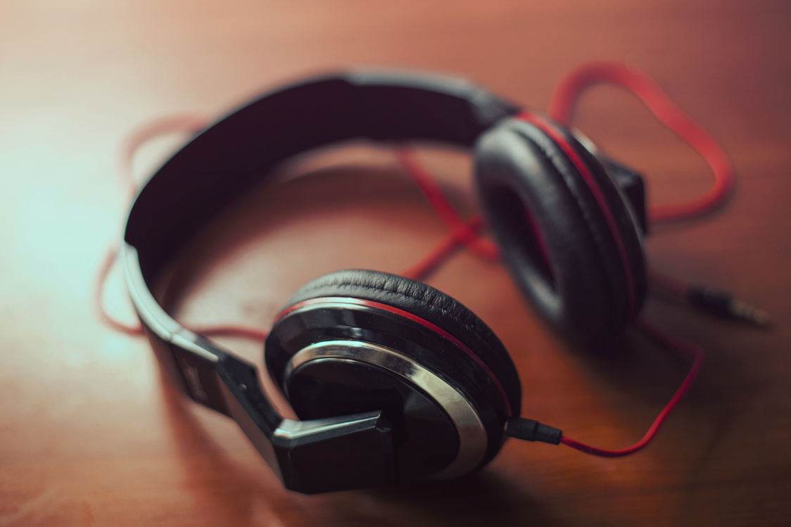 Headphones on Wooden Surface