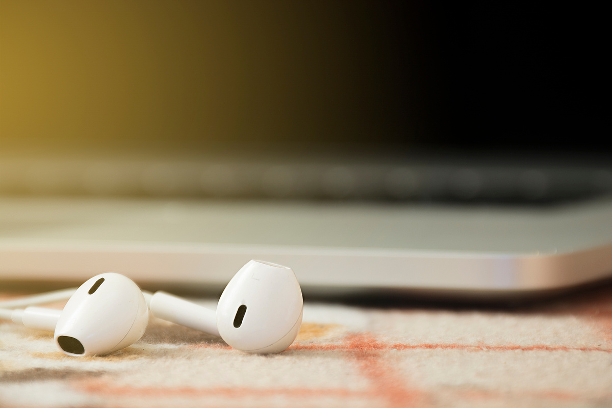 Pair of White Earphones  